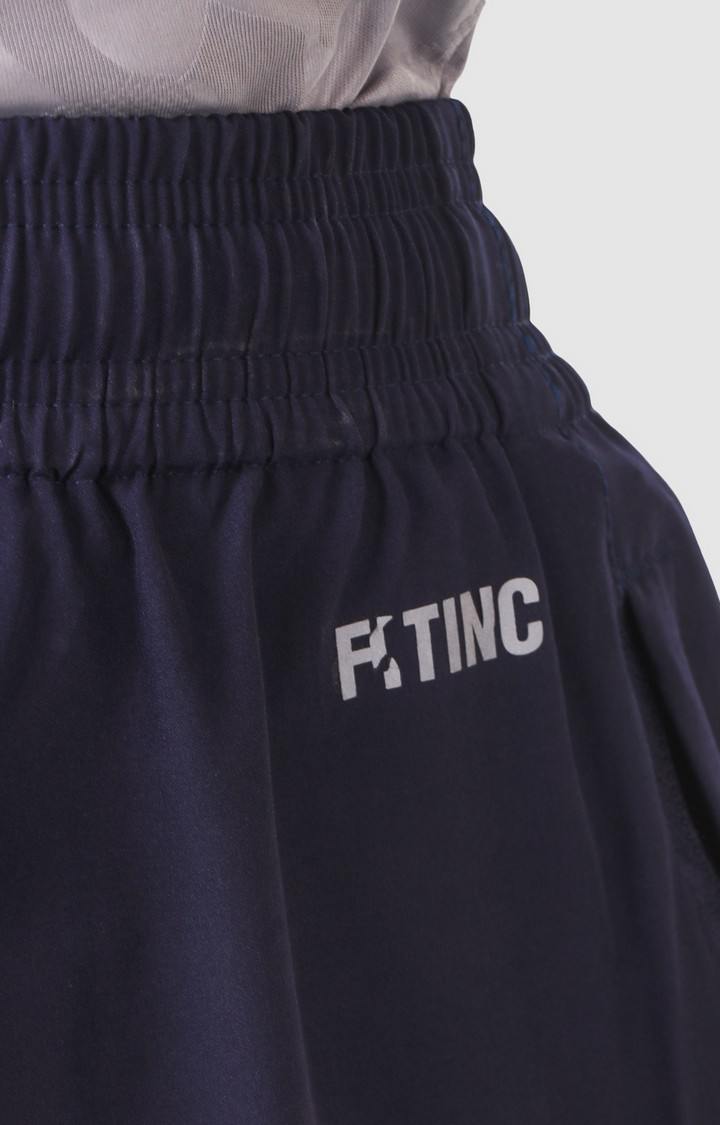 Men's Navy Blue Polyester Solid Activewear Shorts