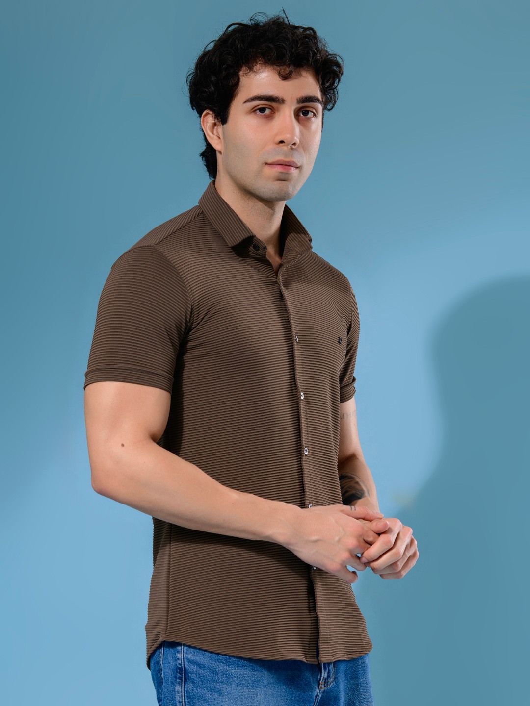 ALBION MENS NEW GARAGE 2 (BROWN) SHIRT
