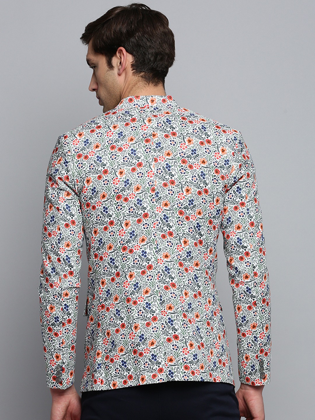 Showoff | SHOWOFF Men's Printed Mandarin Collar Multi Bandhgala Blazer 3