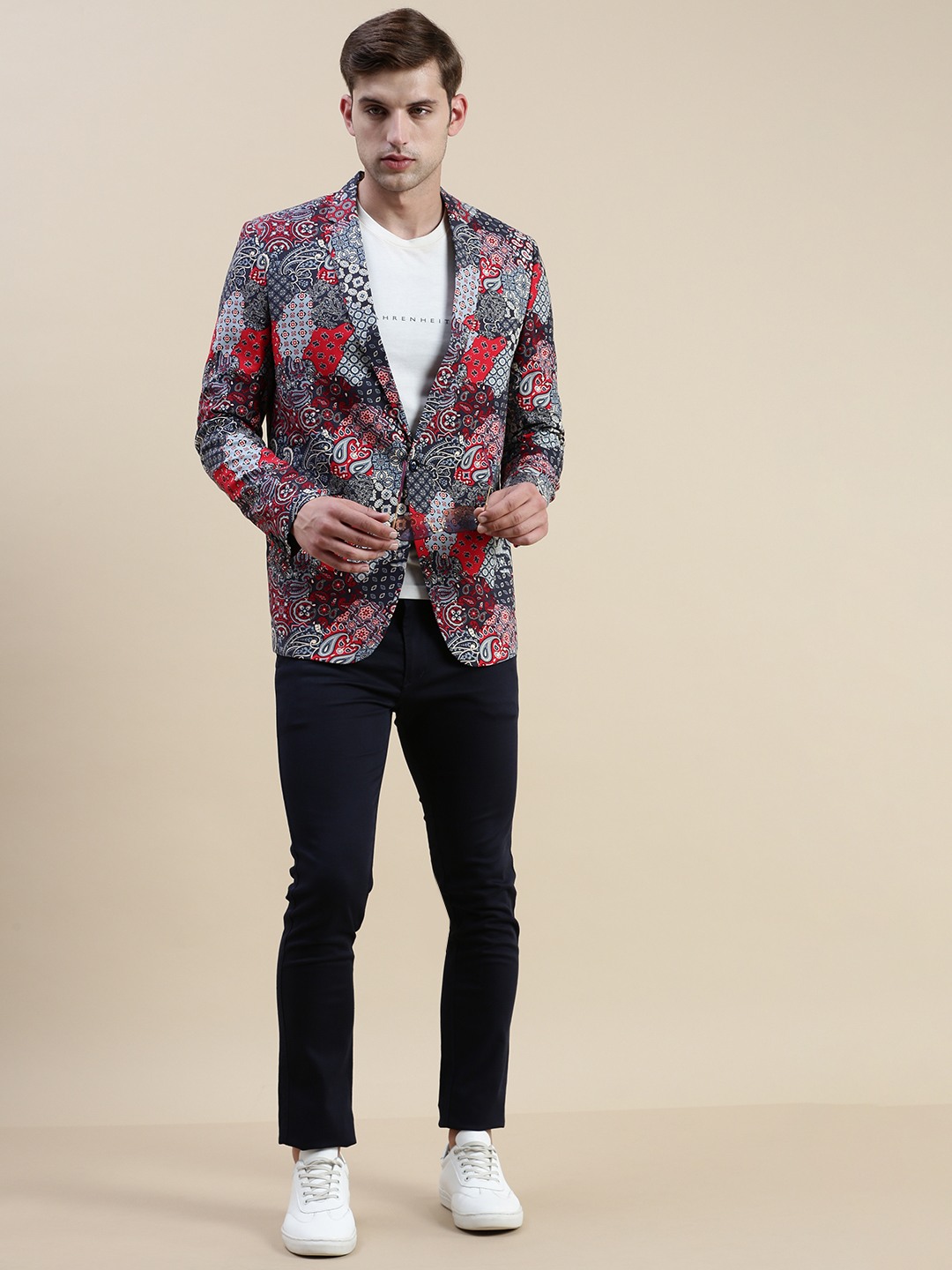 Mandarin collar blazer mens hot sale