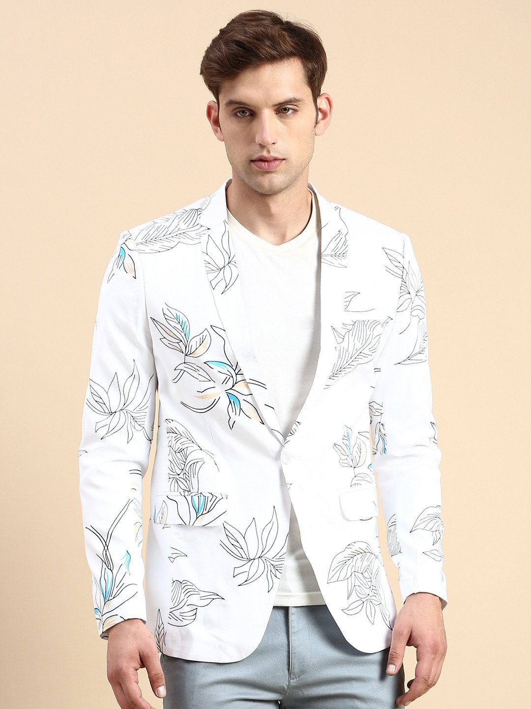 White printed new arrivals blazer
