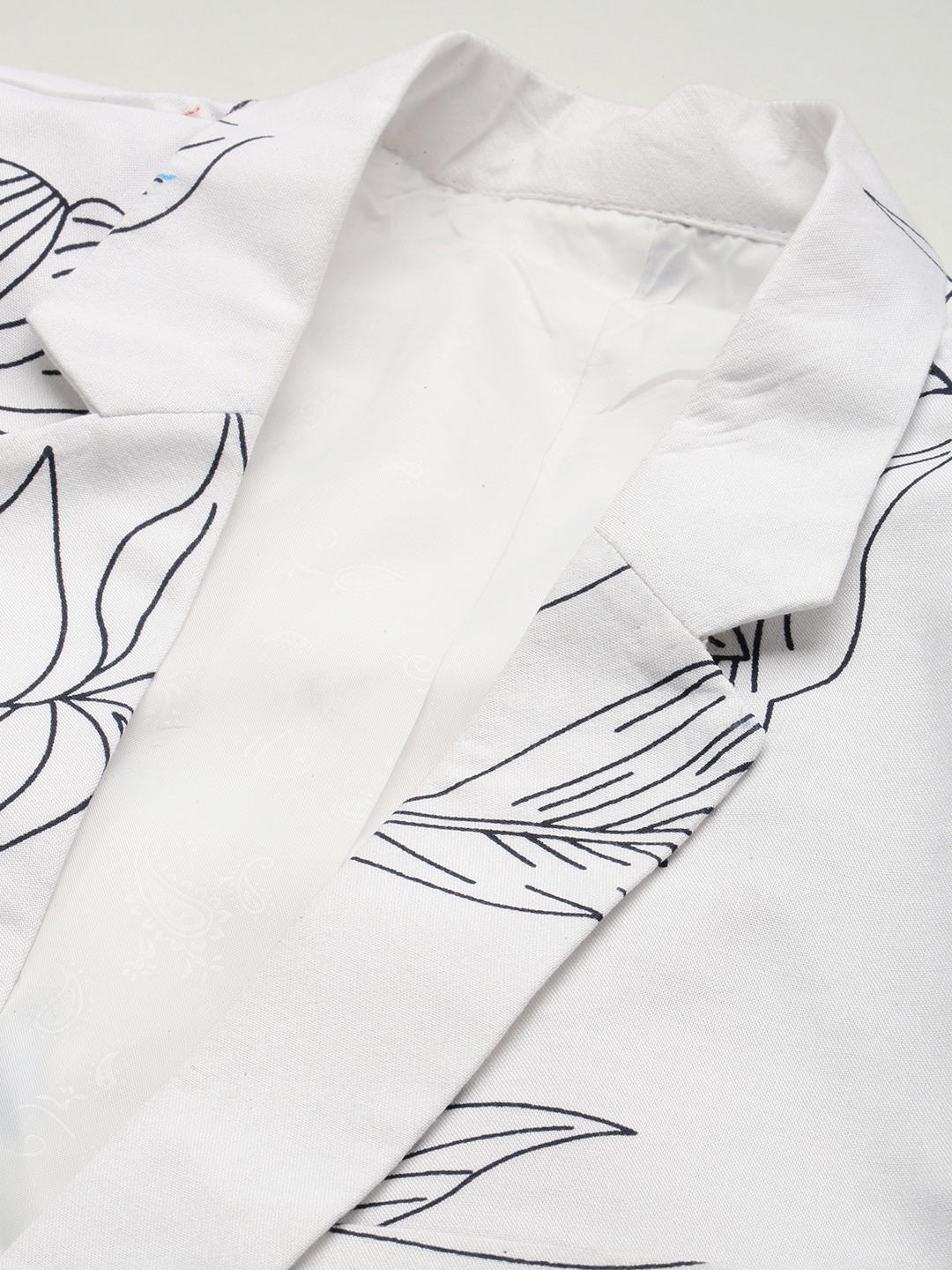 SHOWOFF Men's Single Breasted White Printed Slim Fit Blazer
