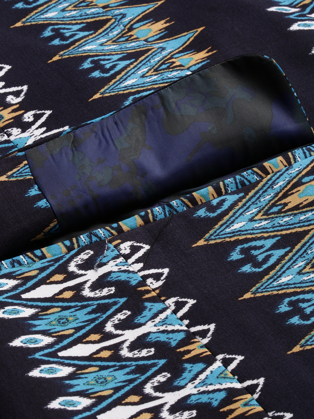 SHOWOFF Men's Single Breasted Navy Blue Printed Slim Fit Blazer