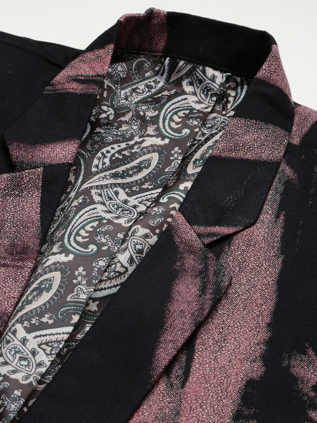 SHOWOFF Men's Single Breasted Black Printed Slim Fit Blazer