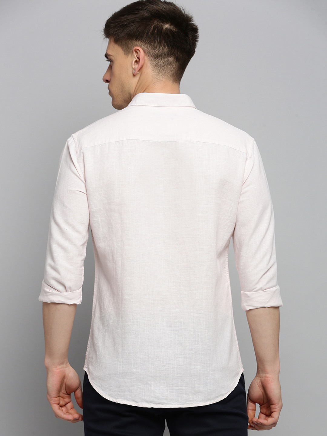 SHOWOFF Men's Spread Collar Solid Cream Classic Shirt