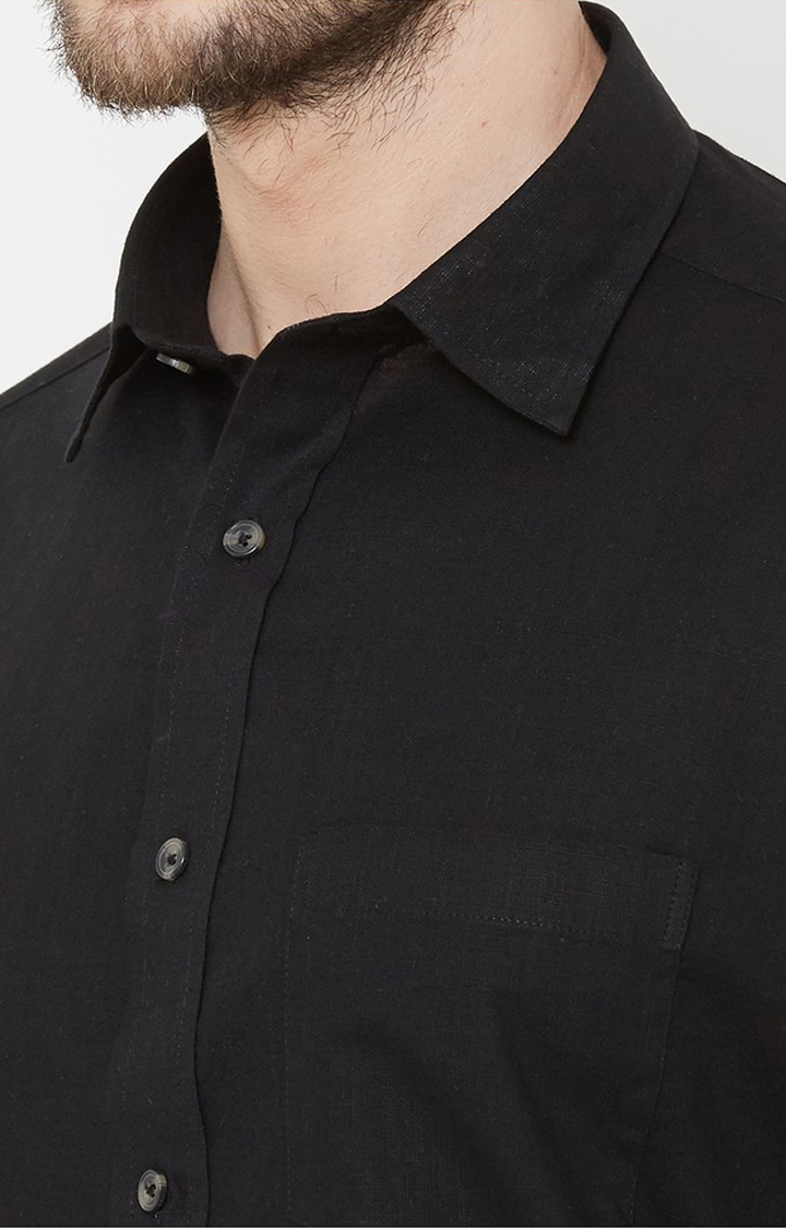 EVOQ | EVOQ Black Cotton Full Sleeves Shirt for Men 6