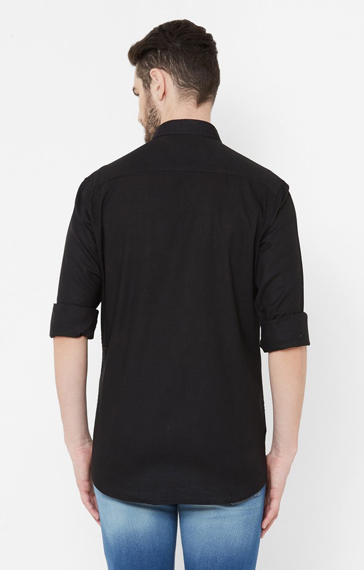 EVOQ | EVOQ Black Cotton Full Sleeves Shirt for Men 4