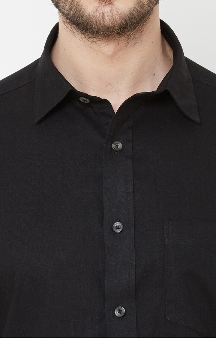 EVOQ | EVOQ Black Cotton Full Sleeves Shirt for Men 5