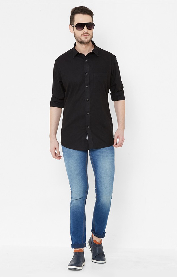 EVOQ | EVOQ Black Cotton Full Sleeves Shirt for Men 1