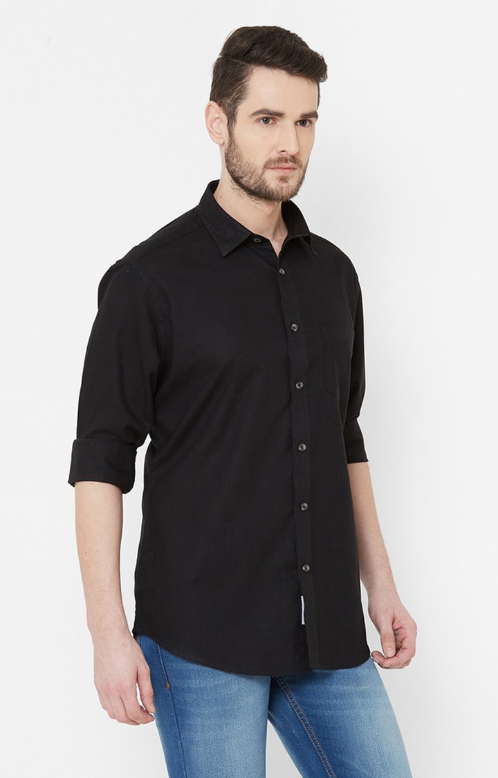 EVOQ | EVOQ Black Cotton Full Sleeves Shirt for Men 2