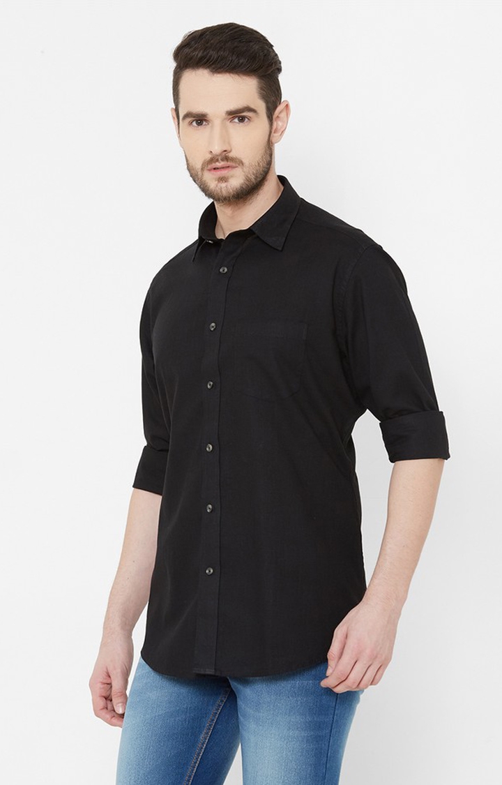 EVOQ | EVOQ Black Cotton Full Sleeves Shirt for Men 3