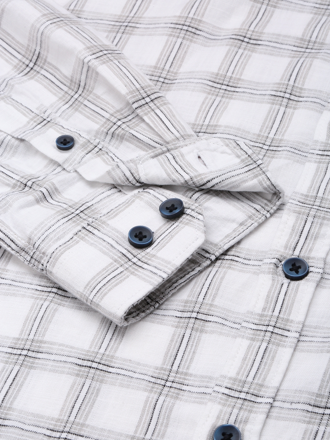Showoff | SHOWOFF Men's Spread Collar Checked White Classic Shirt 6