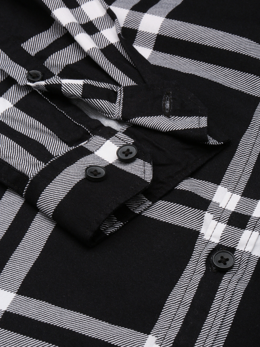Showoff | SHOWOFF Men's Spread Collar Checked Black Classic Shirt 6