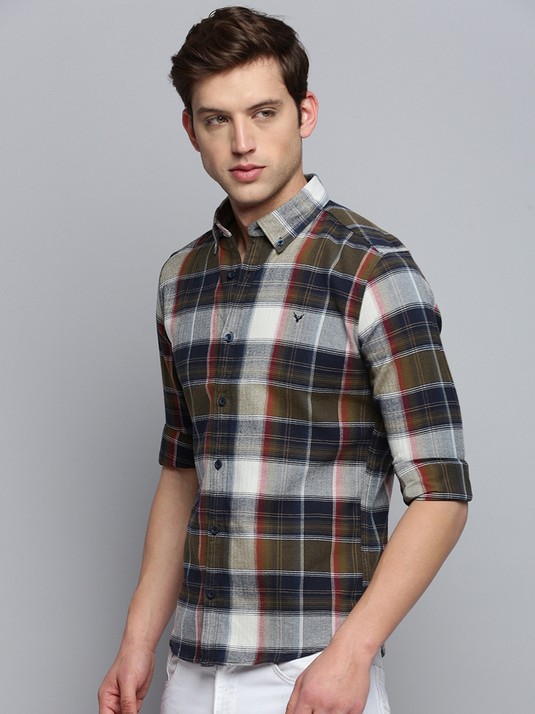 Showoff | SHOWOFF Men's Spread Collar Checked Multi Classic Shirt 2