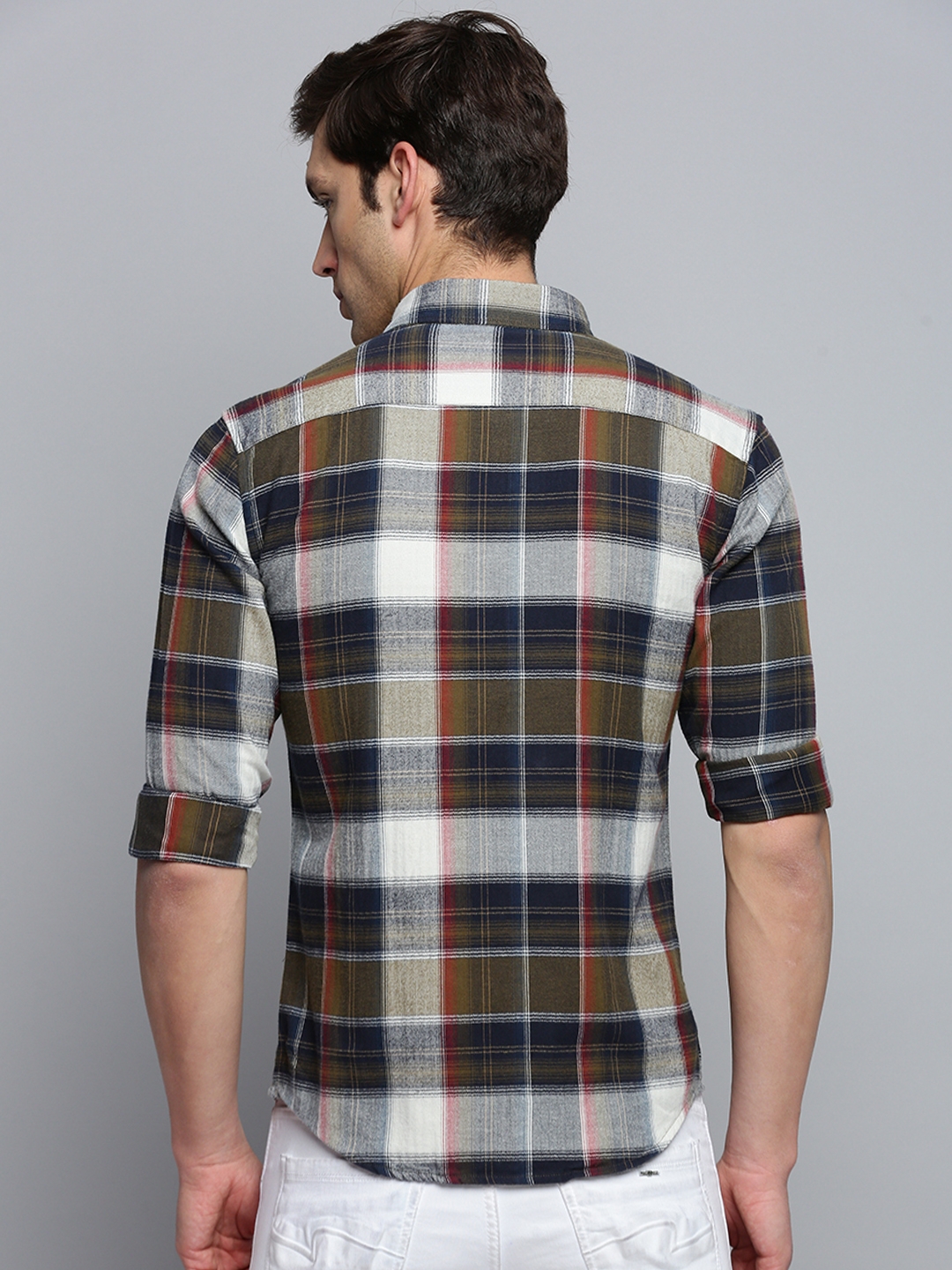 Showoff | SHOWOFF Men's Spread Collar Checked Multi Classic Shirt 3