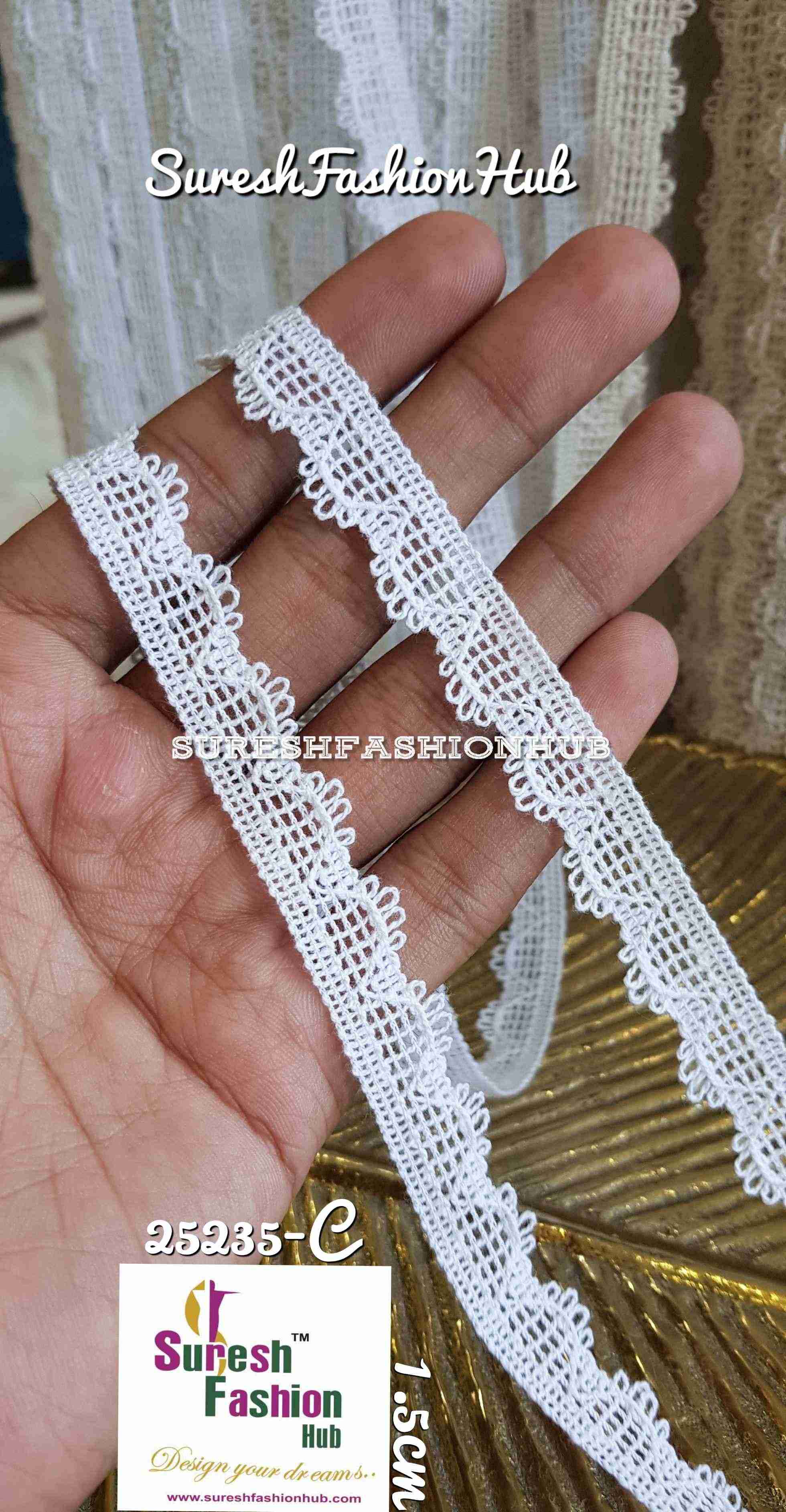 Criss-Cross Designer White Crotchet Trim