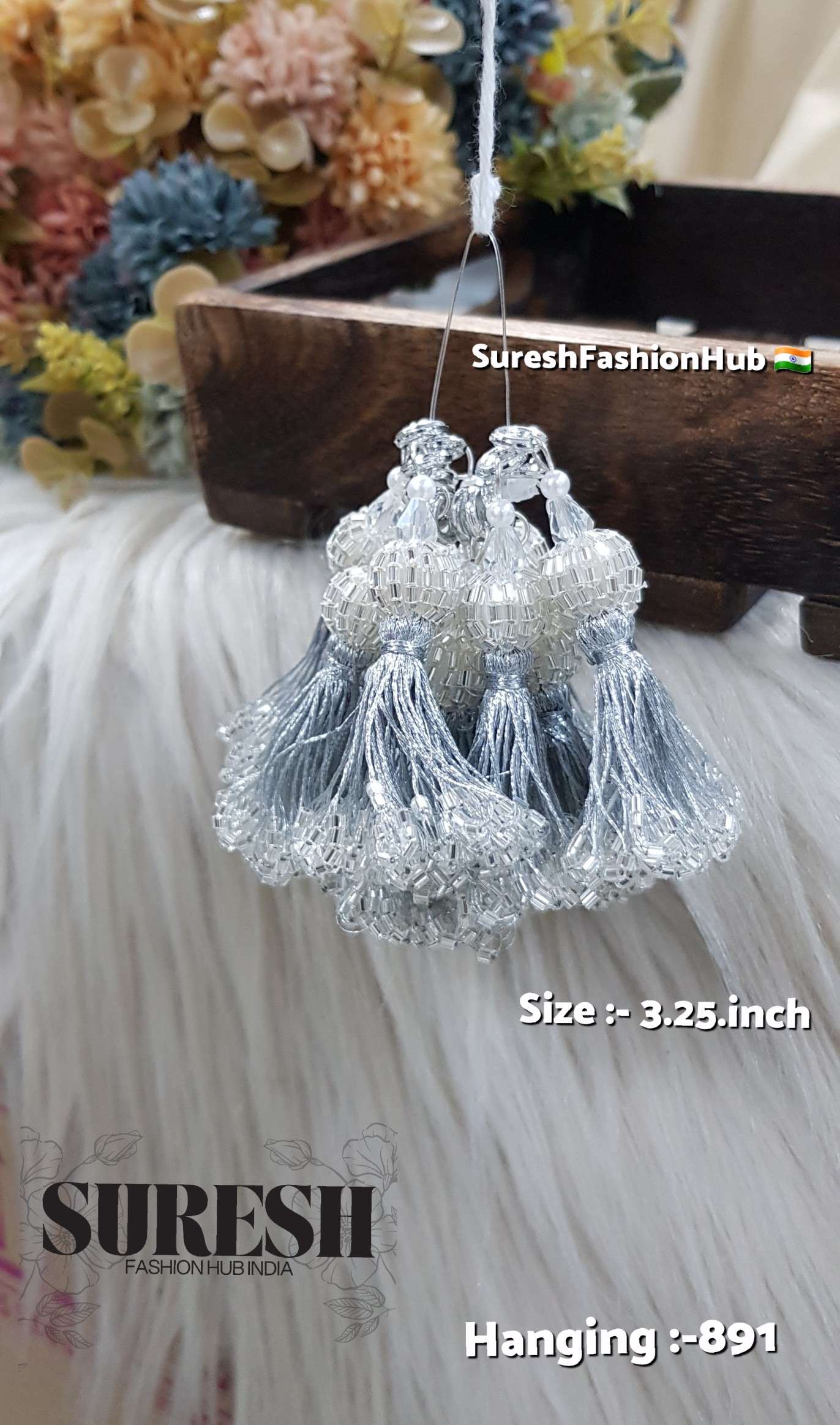 H-891 Regal Handcrafted Cutdhana Tassel – Silver