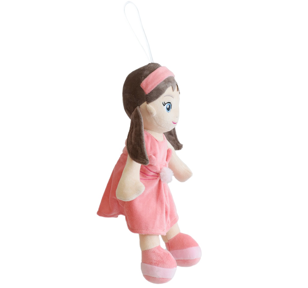 Plush Cute Super Soft Toy Huggable Doll With Pom Pom by Mirada, 38cm, Coral