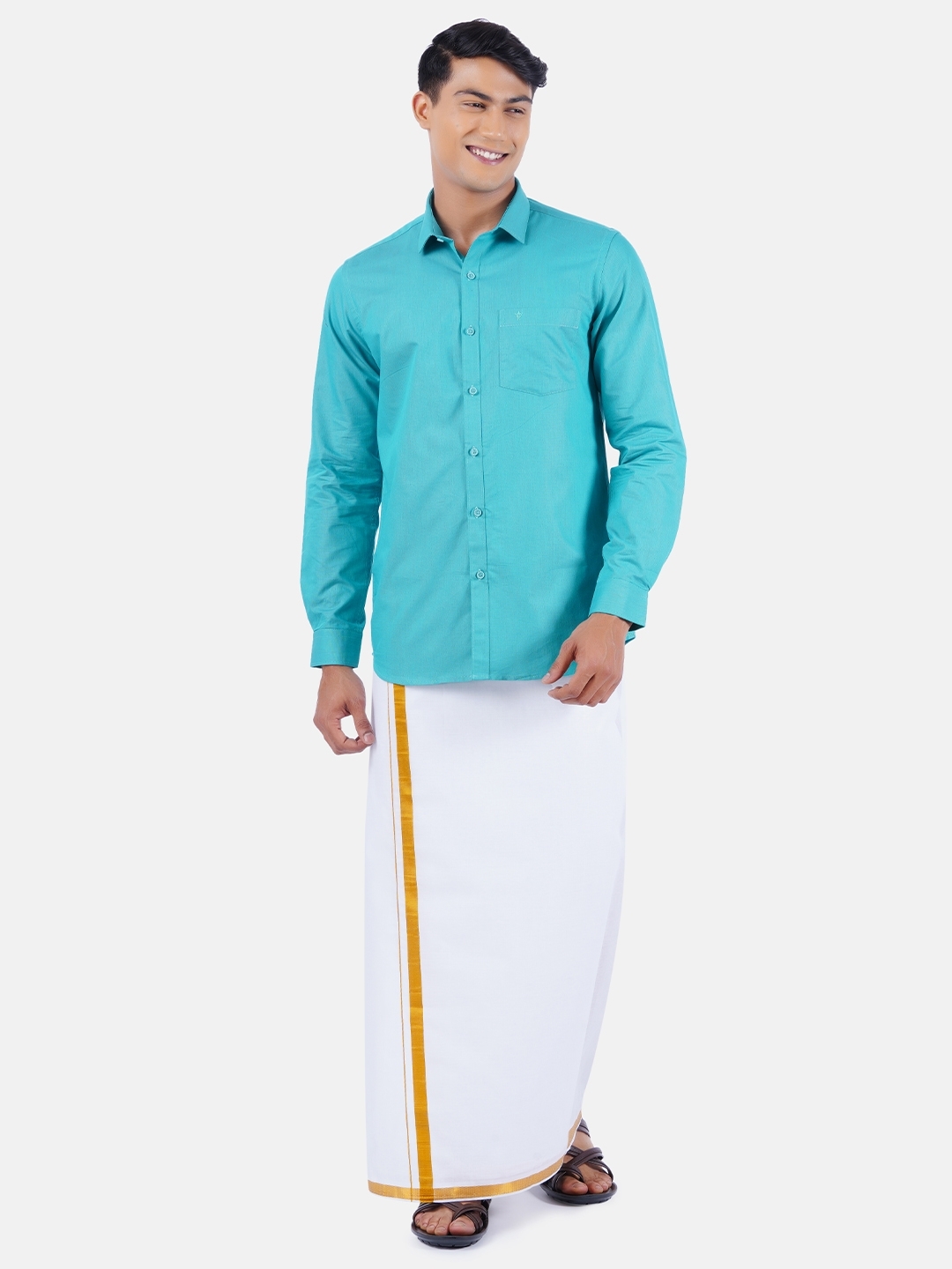 RAMRAJ COTTON Mens Full Sleeve Shirt(Green;38) : : Clothing &  Accessories