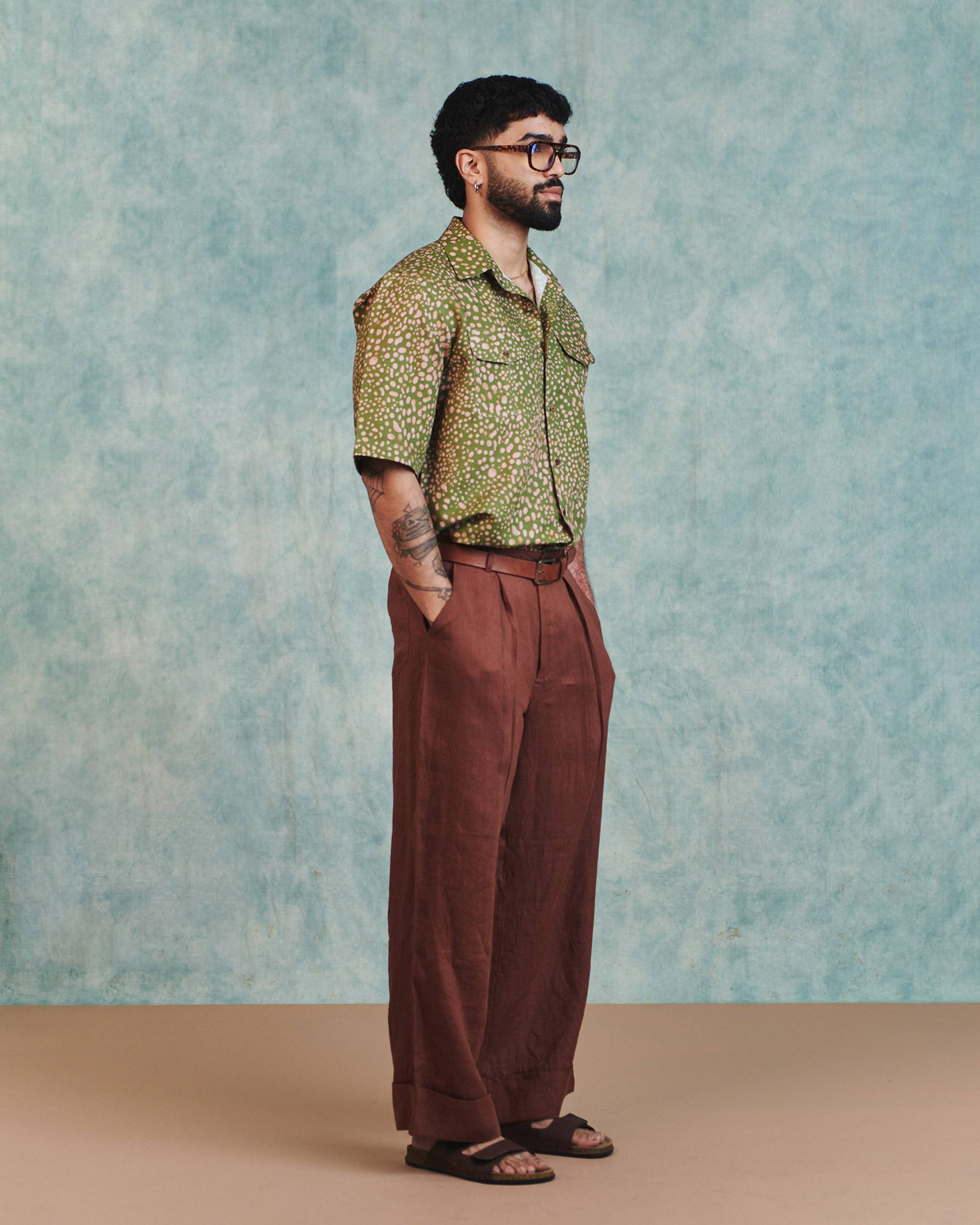Chocolate Linen Mens Baggy Pants
