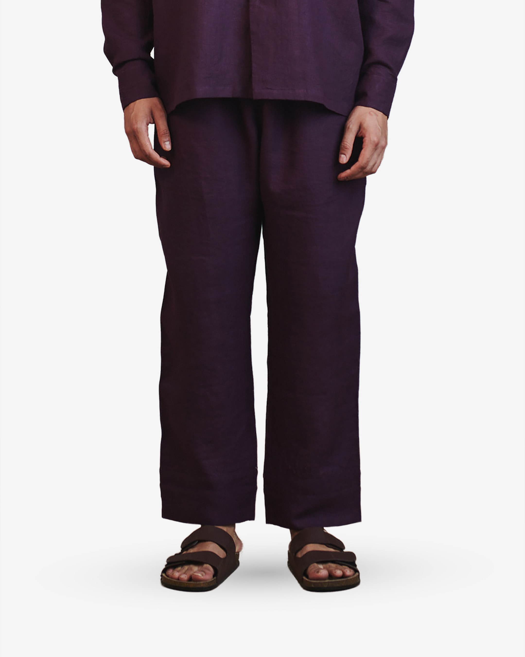 Plum Linen Mens Lounge Pants