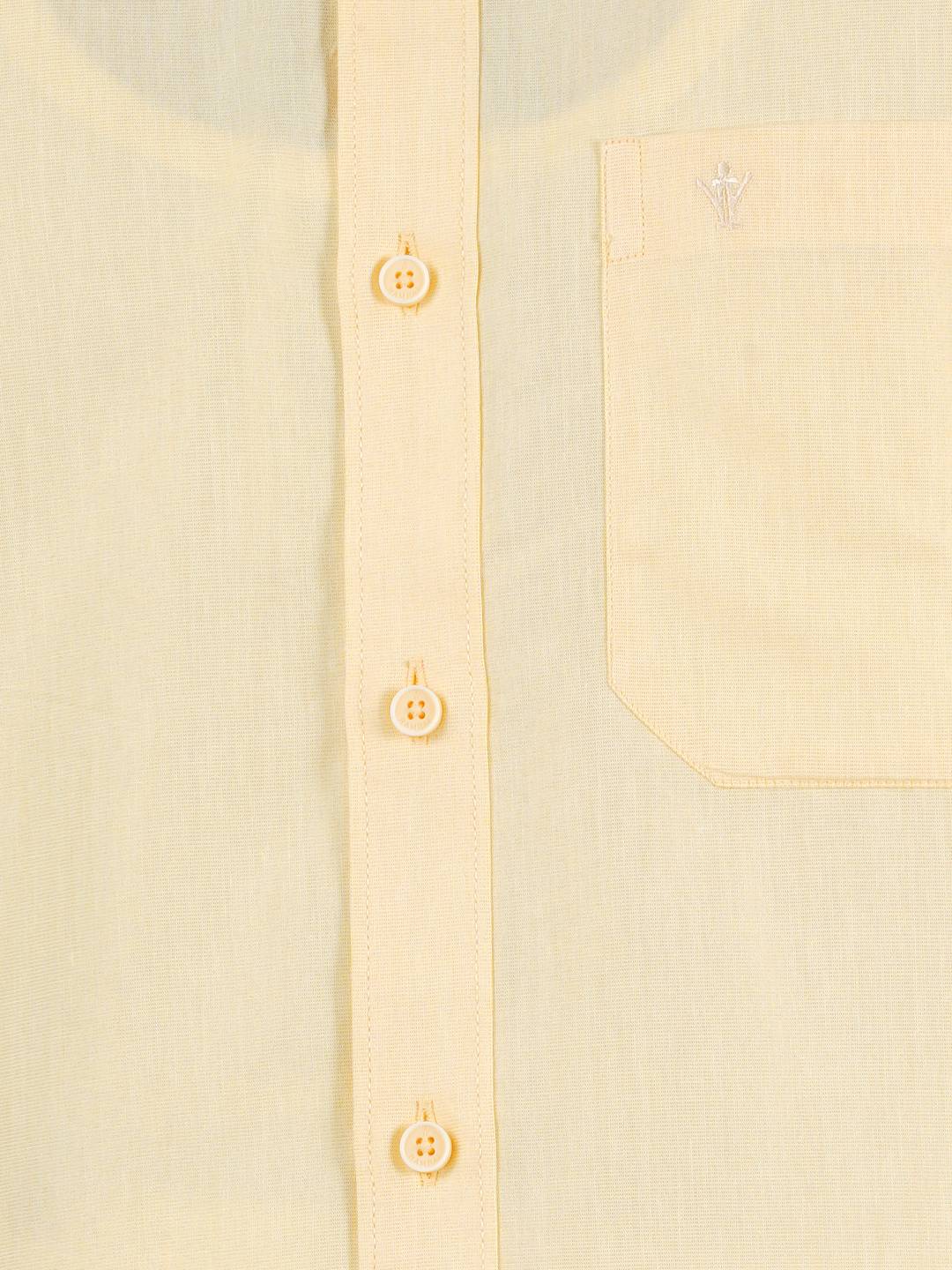 Ramraj Cotton Mens Cotton Yellow Half Sleeves Shirt With Jari Dhoti Combo