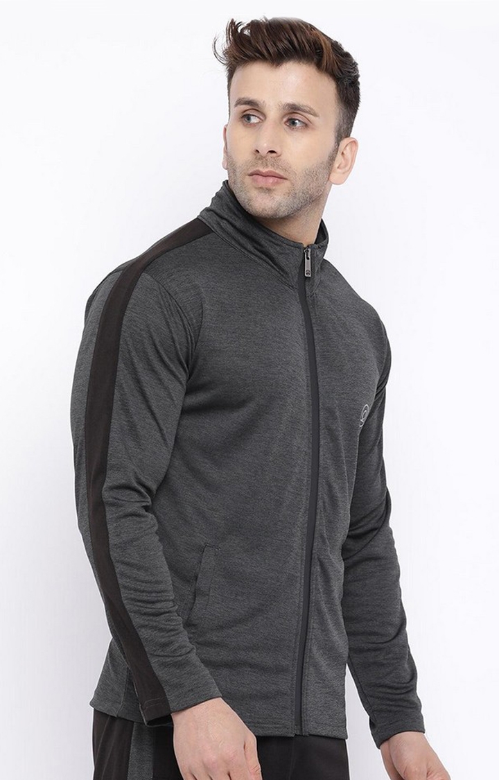 Men's Grey Solid polyester Activewear Jackets