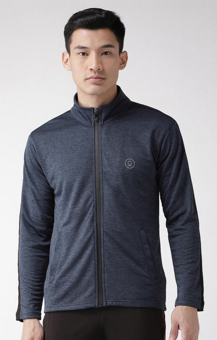 Men's Blue Solid polyester Activewear Jackets