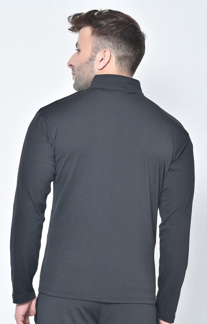 Men's Grey Solid polyester Activewear Jackets