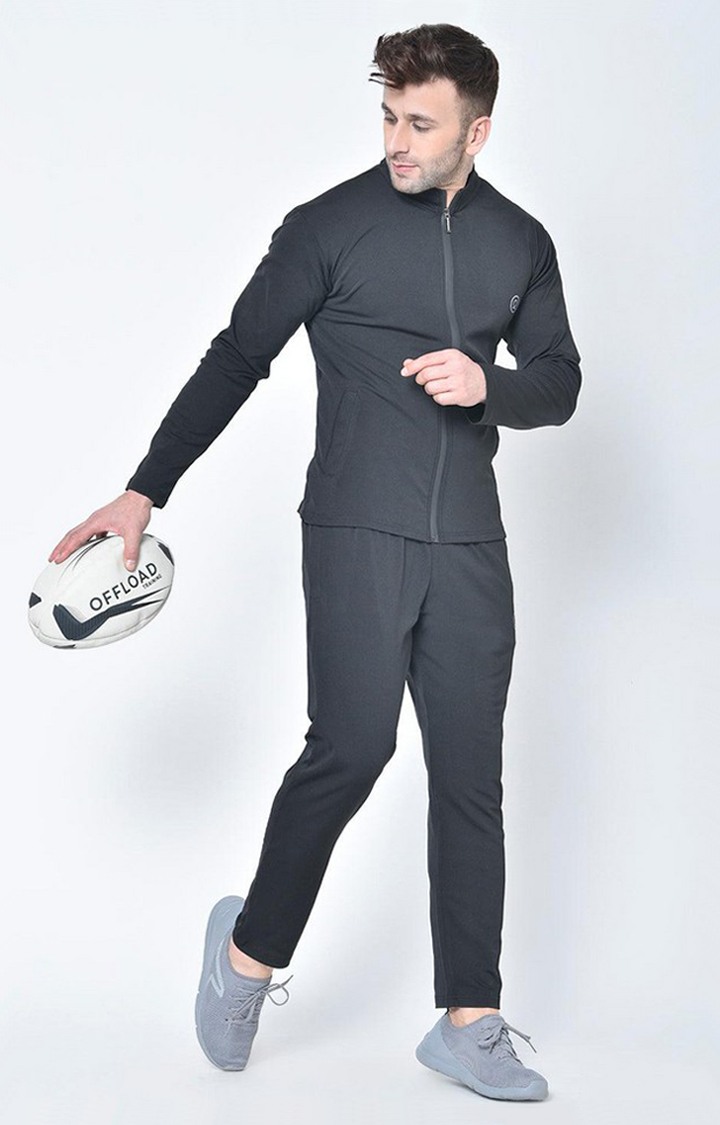 Men's Grey Solid polyester Activewear Jackets