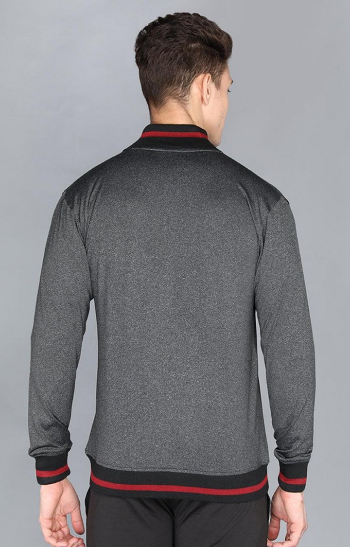 Men's Grey Melange polyester Activewear Jackets