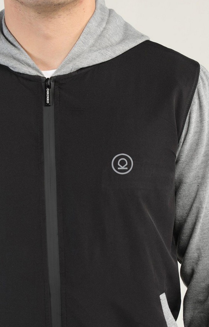 Men s Black Solid Polyester Hoodie