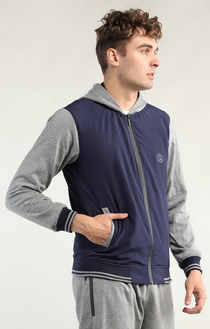 Men s Blue Solid Polycotton Hoodie