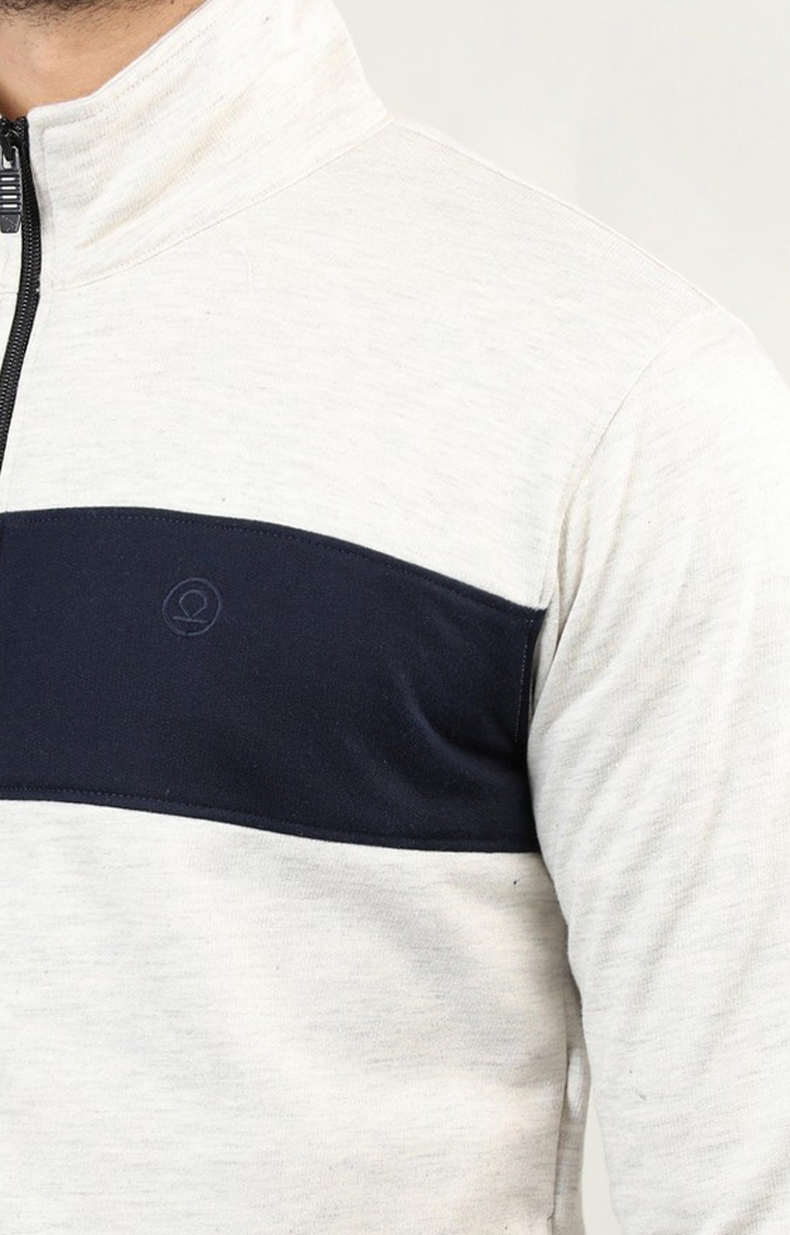 Men's Grey & Black Colorblocked Polyester Sweatshirts