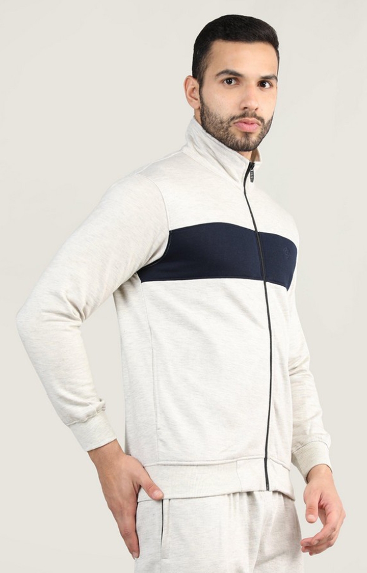 Men's Grey & Black Colorblocked Polyester Sweatshirts