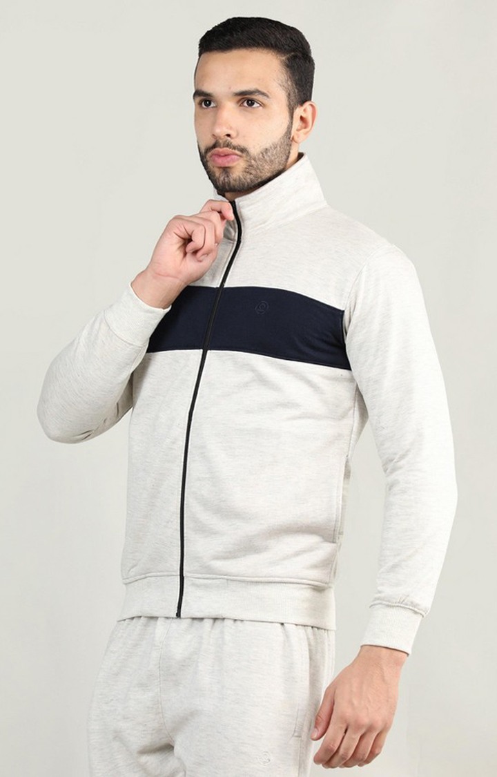 Men's Grey & Black Colorblocked Polyester Sweatshirts