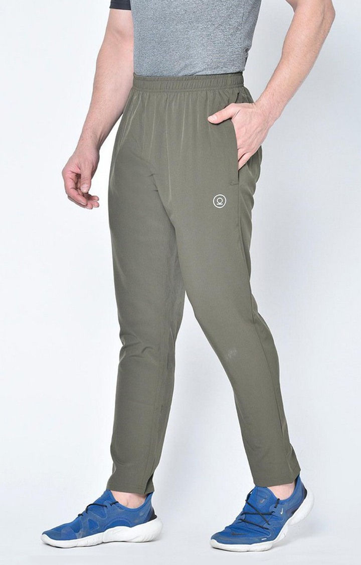 Men's Bottle Green  Solid Polyester Trackpant