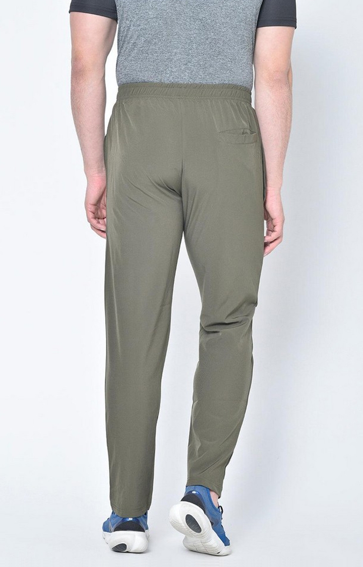 Men's Bottle Green  Solid Polyester Trackpant