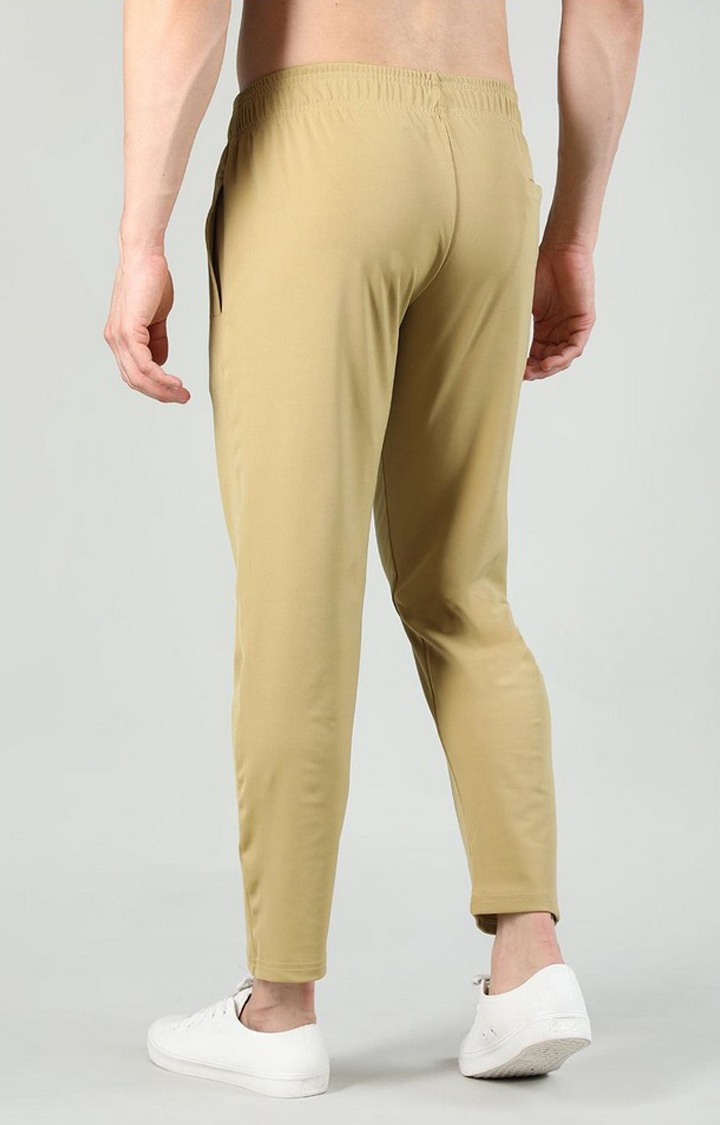 Men's Brown Solid Polyester Trackpant