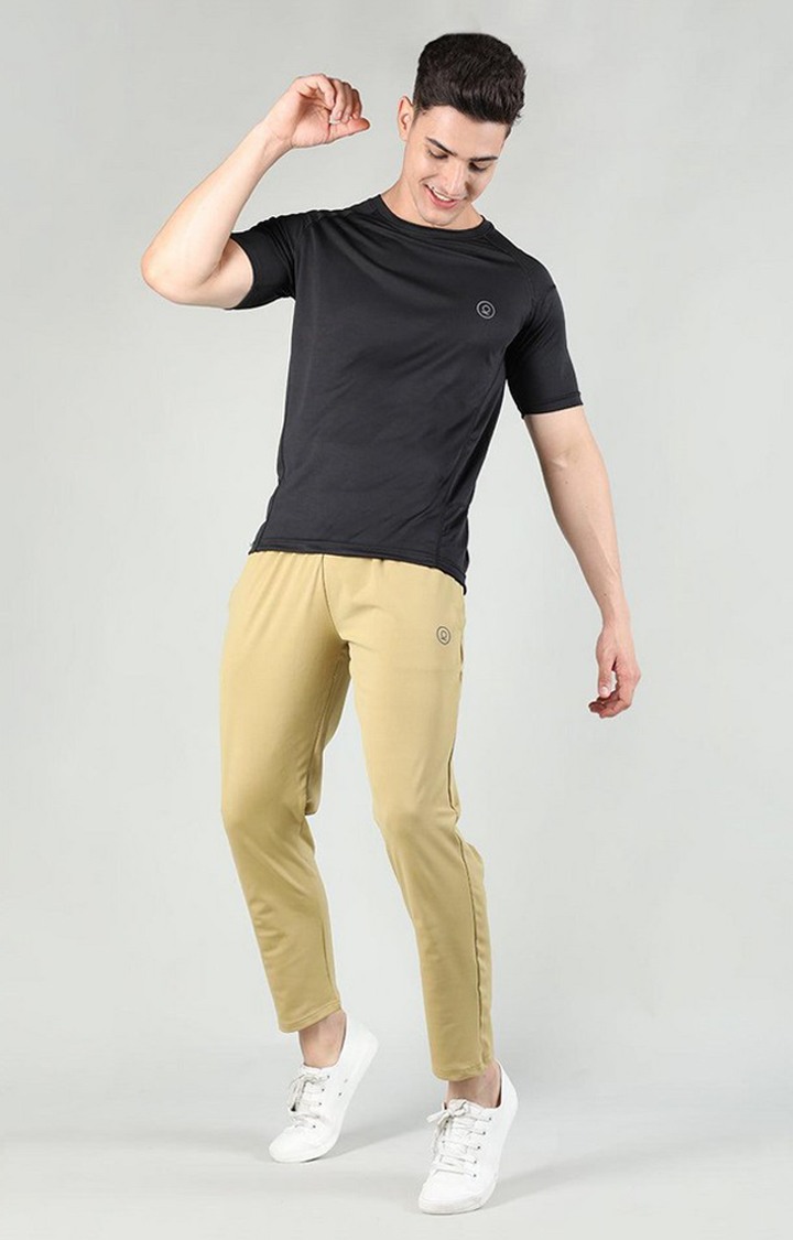 Men's Brown Solid Polyester Trackpant