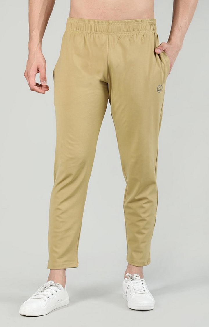 CHKOKKO | Men's Brown Solid Polyester Trackpant
