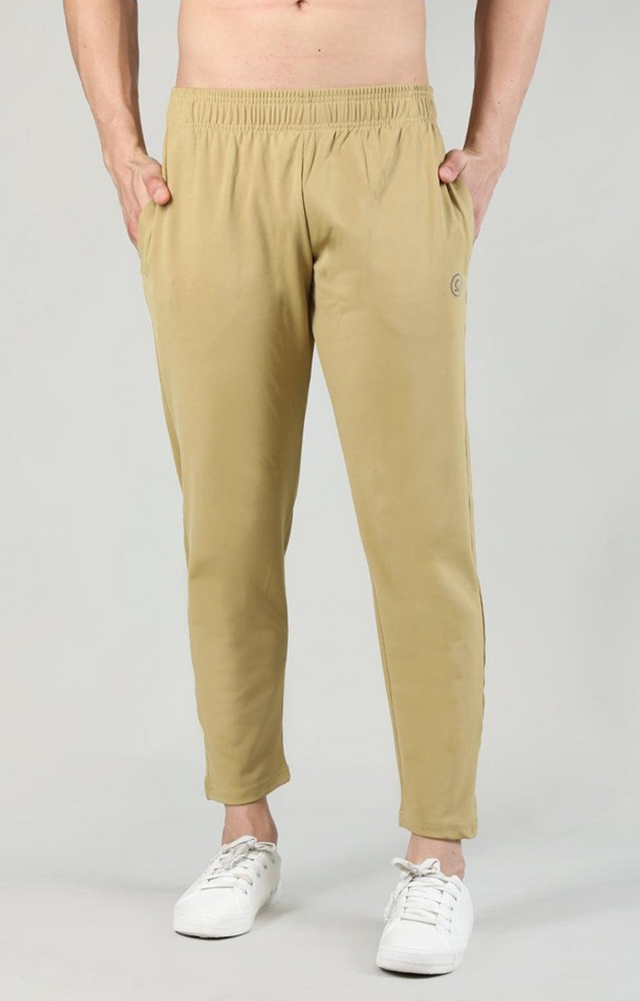 Men's Brown Solid Polyester Trackpant