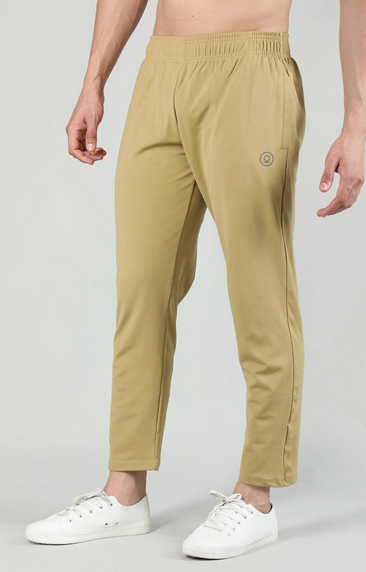 Men's Brown Solid Polyester Trackpant