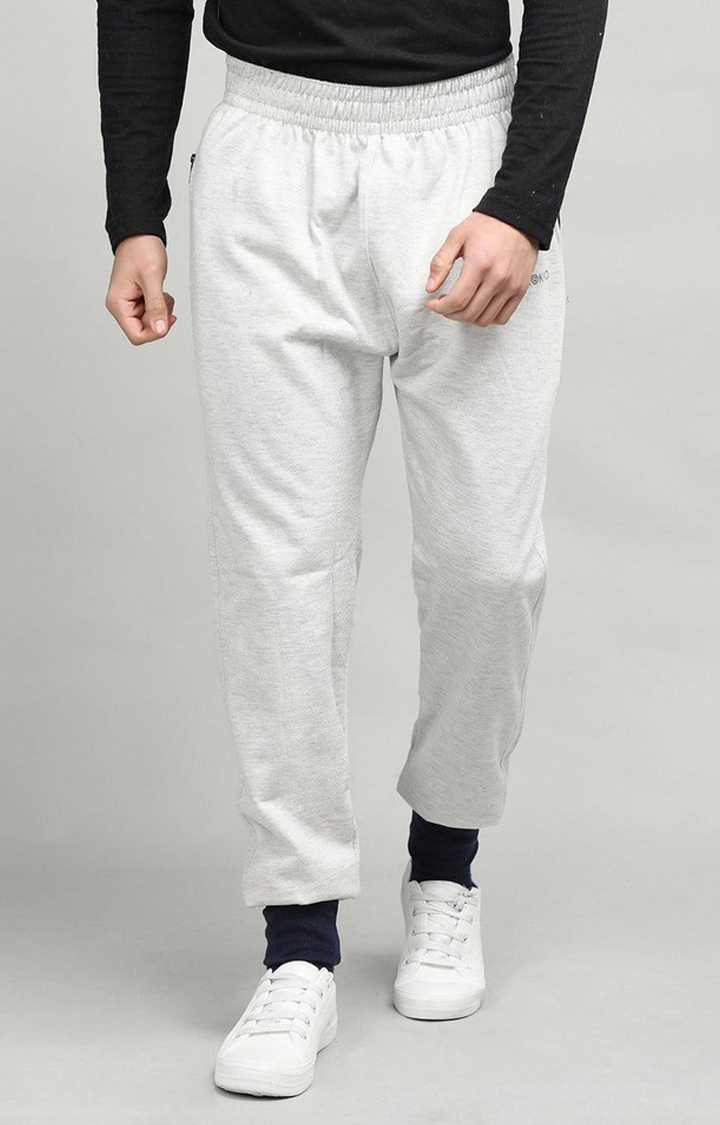 CHKOKKO | Men's Light Grey Melange Textured Polyester Activewear Jogger