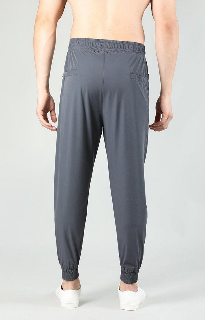 Men's Dark Grey Solid Nylon Activewear Jogger