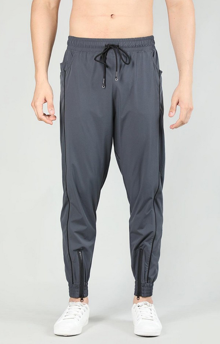 CHKOKKO | Men's Dark Grey Solid Nylon Activewear Jogger