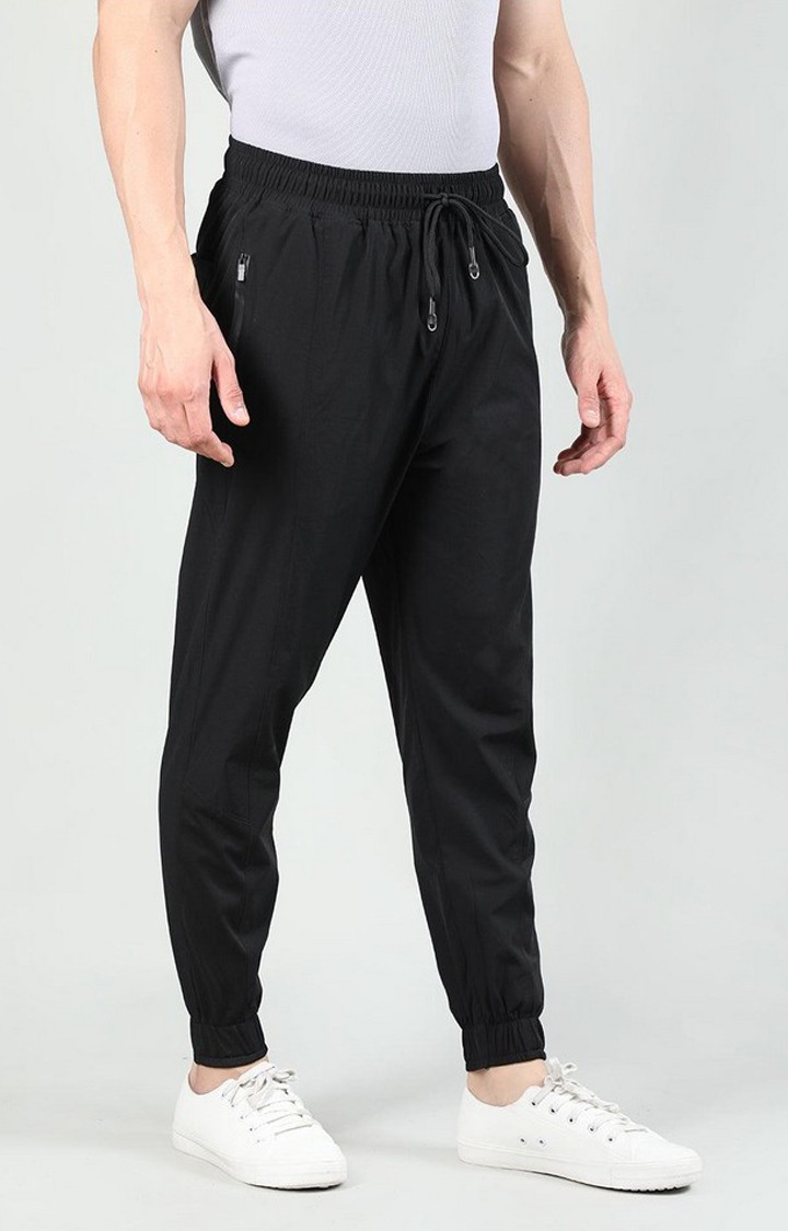 Men's Black Solid Nylon Activewear Jogger