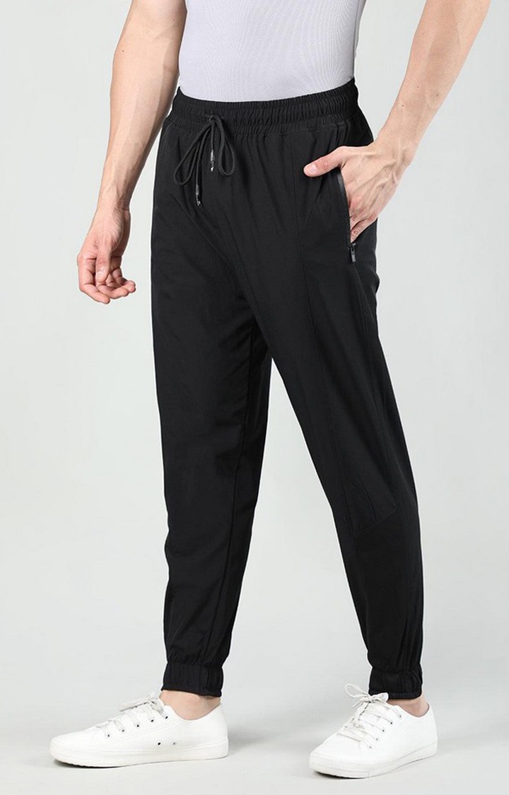 Men's Black Solid Nylon Activewear Jogger