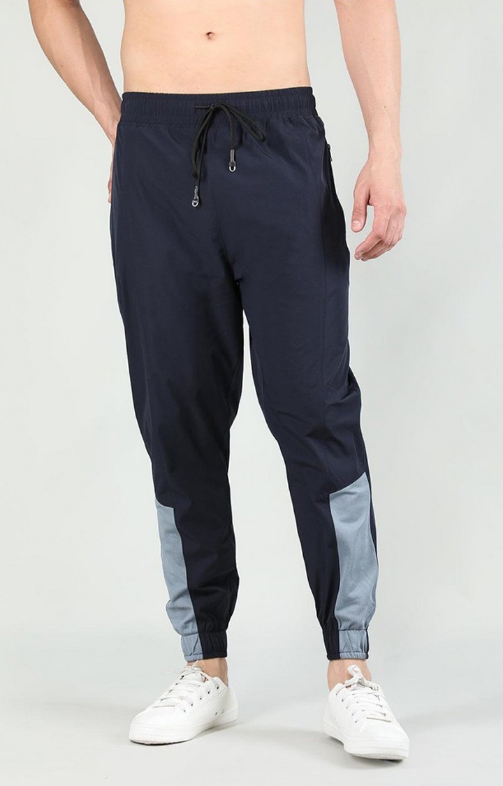 CHKOKKO | Men's Navy Blue Solid Nylon Activewear Jogger
