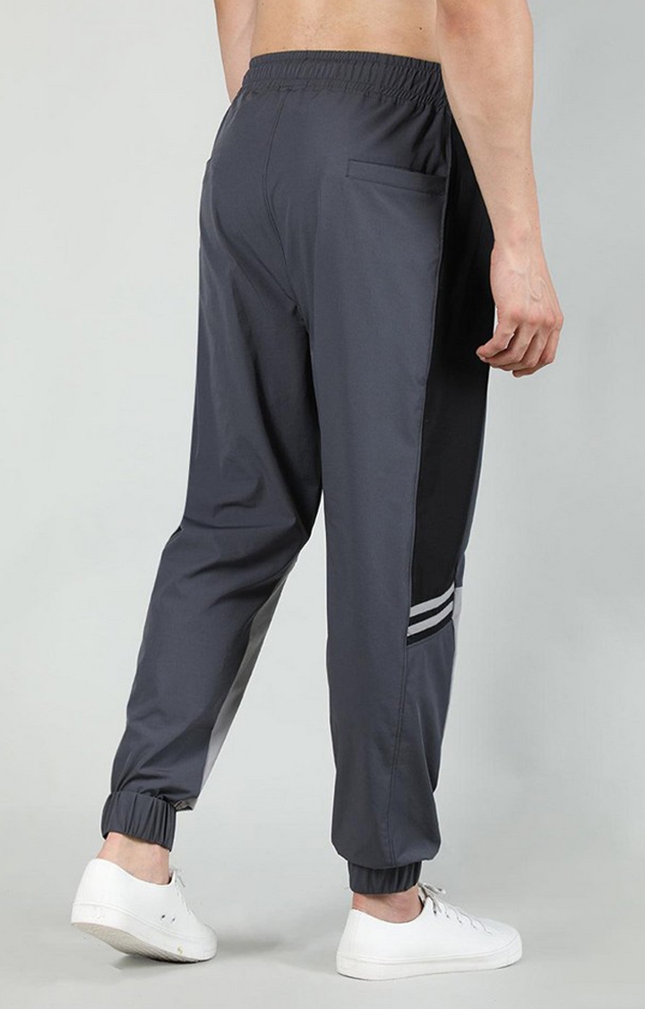 Men's Dark Grey Colourblocked Nylon Activewear Jogger